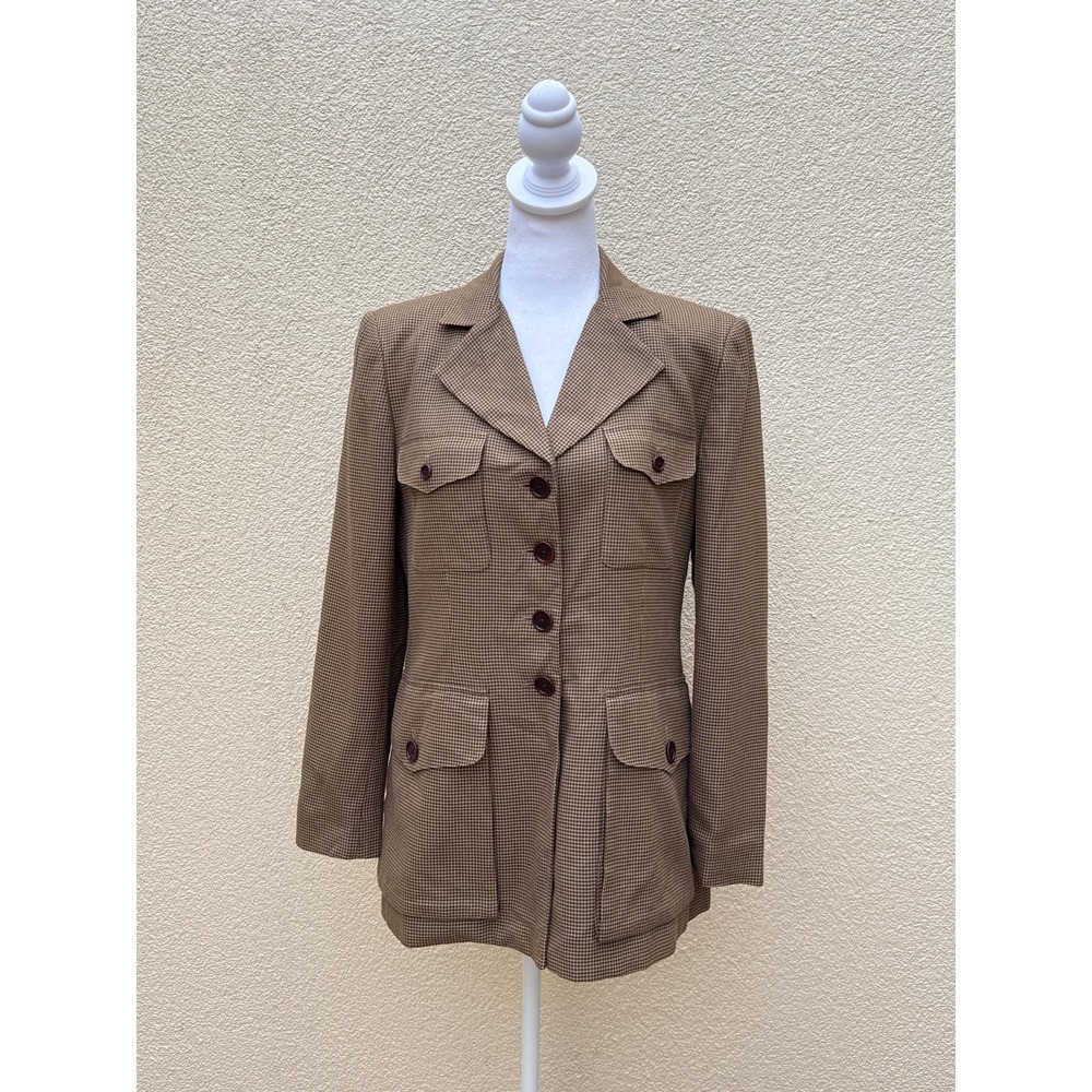 1990 Lauren Ralph Lauren brown Hounds tooth single breasted  blazer